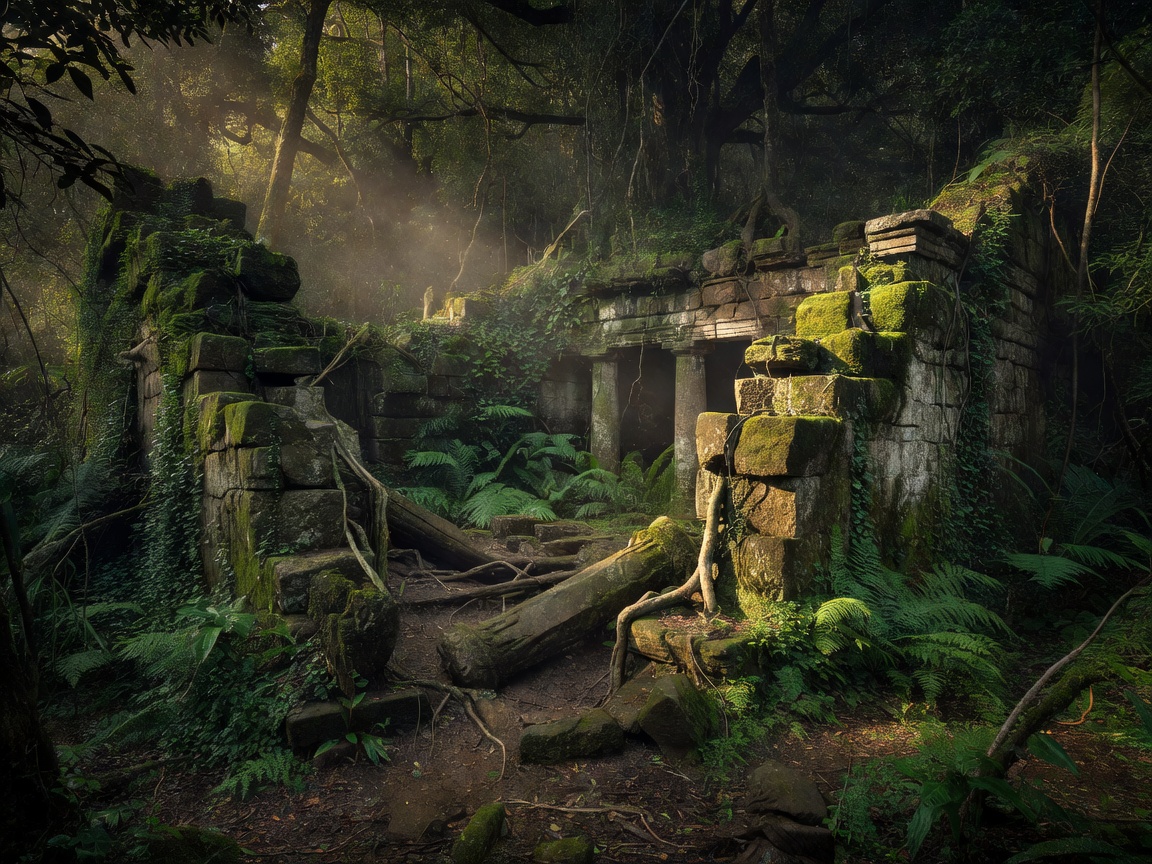 Ancient stone expedition ruins hidden in nature